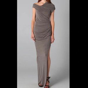 Helmut Lang Grey Asymmetrical Ruched Maxi Torrent Dress ALTERED - AS IS